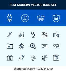Modern, simple vector icon set with internet, file, paper, blank, north, direction, electricity, sea, wizard, compass, summer, good, fashion, light, estate, wand, property, folder, key, bikini icons