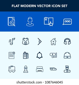 Modern, simple vector icon set with home, contract, zoom, headset, arrow, profile, human, document, speech, avatar, wild, chat, tune, technology, melody, animal, music, click, musical, book, web icons