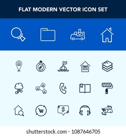 Modern, simple vector icon set with safety, east, building, store, architecture, data, cell, business, information, north, customer, mobile, search, transportation, lorry, buoy, transport, sea icons