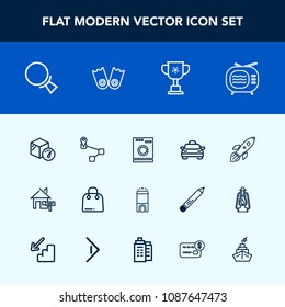 Modern, simple vector icon set with estate, vehicle, taxi, property, transport, technology, location, transportation, navigation, sale, television, hotel, laundry, science, rent, washer, winner icons