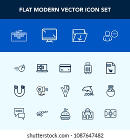 Modern, simple vector icon set with delete, airport, keyboard, debit, hair, shopping, technology, field, science, list, man, electric, jug, internet, vase, plastic, white, user, work, computer icons