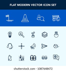 Modern, simple vector icon set with tool, tree, growth, mexico, dump, concept, web, retro, music, vehicle, information, investment, business, bulb, beach, data, support, dollar, vintage, ladder icons