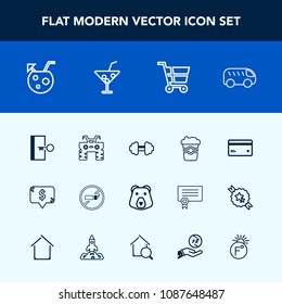 Modern, simple vector icon set with exercise, direction, extreme, price, exit, debit, quad, square, left, mug, workout, dirt, money, highway, wild, banking, drink, sport, sign, no, atv, move icons