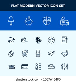 Modern, simple vector icon set with human, sky, pole, retro, cooler, electrical, tape, checklist, door, cold, friction, mountain, circle, antenna, doorknob, electricity, tv, blue, lamp, light icons