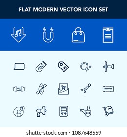 Modern, Simple Vector Icon Set With Talk, Sky, Pole, Shipping, Field, Fashion, Night, Box, Label, Price, Sound, Supermarket, Tag, List, Plane, Aircraft, Internet, Moon, Storage, Gym, Fitness Icons