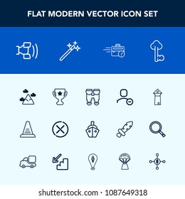 Modern, simple vector icon set with cell, architecture, step, vessel, landscape, sea, achievement, account, up, no, equipment, business, optical, old, mobile, mountain, tower, metal, web, view icons