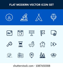 Modern, simple vector icon set with song, musical, sound, business, screwdriver, account, karaoke, diploma, drum, web, equipment, instrument, interior, mobile, washer, hourglass, time, white icons