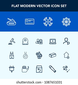 Modern, simple vector icon set with technology, military, weapon, wear, law, love, legal, character, staff, helicopter, fashion, notebook, cartoon, helm, alien, monster, work, internet, aerial icons