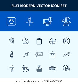 Modern, simple vector icon set with suit, landmark, people, cancel, gift, celebration, desktop, tower, construction, forest, bag, stop, shop, male, cup, web, drink, cafe, warning, fashion, sign icons