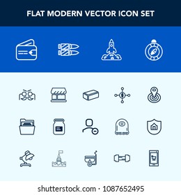 Modern, simple vector icon set with file, holiday, user, center, construction, party, investment, science, white, aluminum, material, business, point, cash, building, shop, web, south, dollar icons