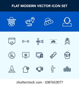 Modern, simple vector icon set with airplane, frame, plane, estate, real, care, ship, page, credit, doctor, spaceship, character, payment, ufo, transportation, sport, cartoon, team, military icons