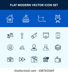 Modern, simple vector icon set with seat, furniture, delivery, showing, page, success, ocean, animal, chair, transportation, coaxial, profile, geometry, girl, business, wildlife, bread, car icons