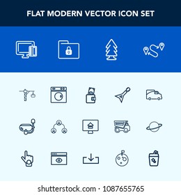 Modern, simple vector icon set with traffic, purse, laundry, position, business, van, construction, water, wallet, summer, vehicle, nature, hierarchy, musical, mask, shopping, washer, people icons
