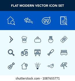 Modern, simple vector icon set with right, chat, cup, star, falling, estate, web, drink, ufo, tool, technology, speech, shiny, zoom, equipment, infographic, chart, bubble, space, sign, fashion icons