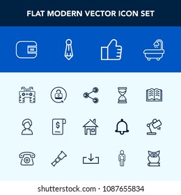 Modern, simple vector icon set with money, bathroom, security, unlock, open, share, find, estate, architecture, search, finance, purse, sign, dirt, female, protection, lock, literature, interior icons