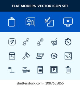 Modern, simple vector icon set with gift, snorkel, construction, sea, internet, video, complete, cancel, water, van, tv, computer, communication, business, shipping, people, email, sign, web, up icons