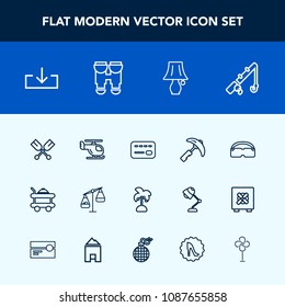 Modern, simple vector icon set with reel, switch, tropical, measurement, fishing, canoe, food, service, money, construction, palm, picking, fish, light, leaf, bed, summer, oar, transportation icons