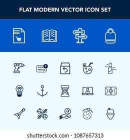 Modern, simple vector icon set with door, red, cocktail, helm, drill, style, hour, electric, juice, wheel, supermarket, glass, lipstick, order, rudder, object, makeup, equipment, shipping, work icons