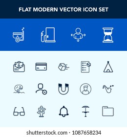 Modern, simple vector icon set with shipping, package, cargo, seafood, plastic, shipment, envelope, debit, road, delete, magnetic, time, white, fish, food, post, science, direction, mask, summer icons