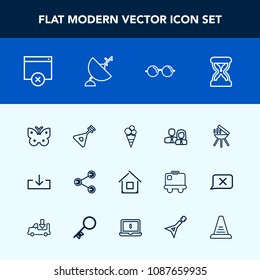 Modern, simple vector icon set with fly, team, eyeglasses, share, eyesight, people, clock, social, music, staff, download, cooking, home, string, eye, nature, insect, barbecue, instrument, house icons