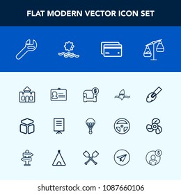 Modern, simple vector icon set with measurement, equipment, jump, weight, presentation, meeting, document, surfing, tower, scale, surfer, surf, name, tropical, repair, shovel, identification, id icons