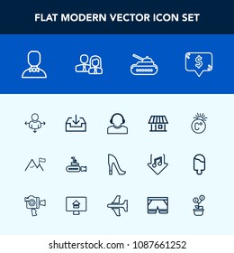 Modern, simple vector icon set with place, travel, road, staff, ocean, support, white, high, female, download, building, sea, boat, marine, business, scale, web, element, undersea, thermometer icons