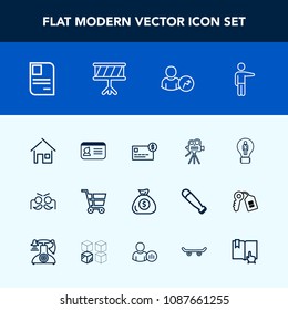 Modern, simple vector icon set with house, carnival, festival, music, cart, concept, document, identity, bank, name, business, camera, finance, balance, banking, musical, retro, web, holiday, id icons