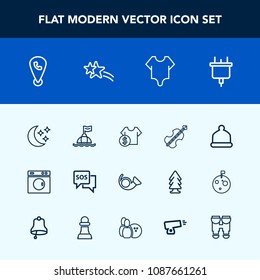 Modern, simple vector icon set with emergency, electricity, night, danger, musical, buoy, fashion, electric, girl, phone, cello, cost, laundry, star, washer, bodysuit, cap, sky, price, head, map icons