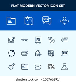 Modern, simple vector icon set with place, credit, road, travel, extreme, blank, safe, meeting, property, sofa, reload, arrow, perfume, pump, balance, people, couch, house, skateboard, furniture icons