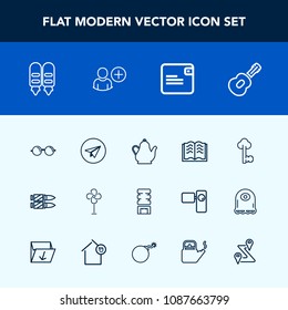 Modern, simple vector icon set with drink, cooler, metal, lock, container, guitar, glasses, sign, web, weapon, eyeglasses, hot, internet, musical, vintage, white, money, paper, old, key, gun,  icons