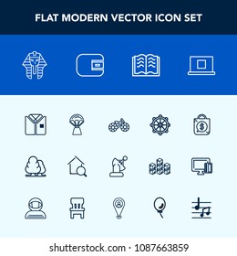 Modern, simple vector icon set with sky, technology, paper, tshirt, real, ship, tree, price, nautical, pharaoh, home, culture, sign, space, profile, helm, hot, fashion, search, shirt, estate icons
