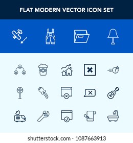 Modern, simple vector icon set with paper, rocket, space, travel, business, late, folder, property, lamp, closed, sign, cooler, air, cafe, people, hierarchy, drink, office, increase, mug, flight icons
