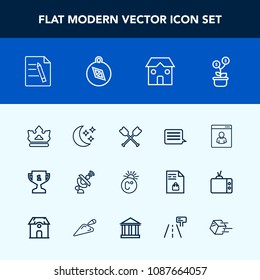 Modern, simple vector icon set with canoe, water, award, paper, winner, sign, boat, construction, file, technology, profile, queen, communication, satellite, place, crown, achievement, south icons