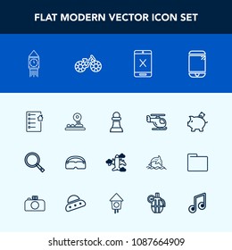 Modern, simple vector icon set with london, travel, chess, cell, cancel, transport, helicopter, air, connection, touchscreen, contract, search, big, finance, house, flight, bank, aircraft, phone icons