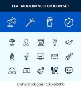 Modern, simple vector icon set with sun, travel, direction, doctor, map, transport, vintage, drink, lantern, railway, avatar, east, phone, summer, point, transportation, juice, south, lamp, pin icons