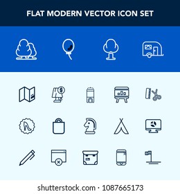 Modern, simple vector icon set with forest, mexico, balloon, circle, strategy, map, luxury, lamp, traffic, hotel, people, gift, salon, interior, environment, air, professional, celebration, room icons