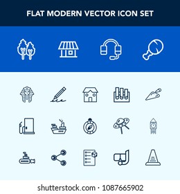 Modern, simple vector icon set with laboratory, education, construction, medicine, pharaoh, technology, culture, meal, building, research, ancient, hand, nature, microphone, egypt, equipment icons