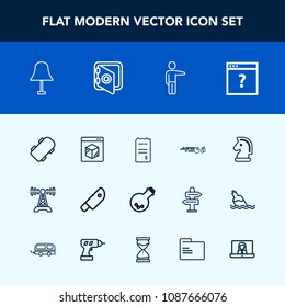 Modern, simple vector icon set with ball, food, showing, meat, delivery, interior, station, white, internet, board, skater, hobby, laboratory, business, skateboard, light, web, finance, shipping icons