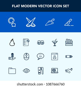 Modern, simple vector icon set with box, delivery, button, bubble, technology, seedling, laboratory, package, clinic, shovel, boxing, doctor, organic, computer, medical, competition, cargo, tree icons