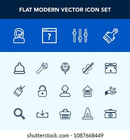 Modern, simple vector icon set with template, head, protection, cello, cap, call, headset, voice, microphone, center, kit, box, music, karaoke, song, violoncello, , business, emergency, sound icons