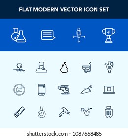 Modern, Simple Vector Icon Set With Laboratory, Water, Bellhop, Transport, Tool, Food, Jug, Landscape, Vase, Technology, Organic, Decoration, Helicopter, Hospitality, Competition, Mask, Winner Icons