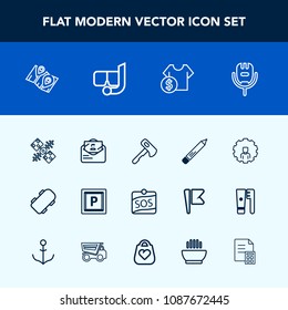 Modern, simple vector icon set with envelope, voice, transport, mail, karaoke, mobile, technology, microphone, vehicle, map, account, pencil, communication, travel, construction, road, extreme icons