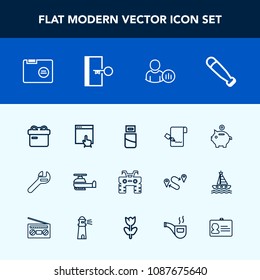 Modern, simple vector icon set with cable, repair, plug, transport, coin, website, quad, wheel, tool, office, web, box, equipment, air, technology, investment, folder, extreme, atv, computer icons