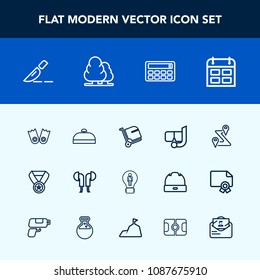 Modern, simple vector icon set with underwater, technology, luggage, surgery, sound, idea, schedule, time, calendar, business, doctor, route, operation, trip, water, navigation, calculator, sea icons