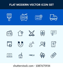 Modern, simple vector icon set with beautiful, background, scene, leisure, balance, online, wallet, brush, tv, science, house, website, card, landlord, network, roller, diploma, , mouse, purse icons