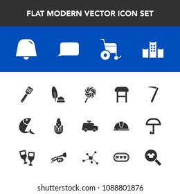 Modern, simple vector icon set with child, wrench, tool, woman, chair, equipment, kitchen, bubble, spanner, interior, pen, white, speech, clothing, calligraphy, seafood, food, ink, corn, cooking icons