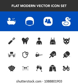 Modern, simple vector icon set with internet, office, team, group, helmet, social, chef, space, kid, white, male, security, food, apron, kitchen, music, monster, baby, healthy, uniform, alien icons