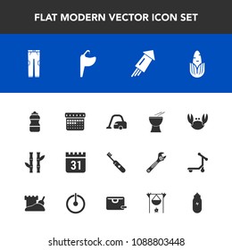 Modern, simple vector icon set with vegetable, asian, home, domestic, lifestyle, drink, celebration, schedule, holiday, bathroom, faucet, calendar, nature, health, fashion, sink, cleaner, time icons
