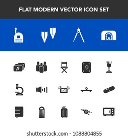 Modern, simple vector icon set with summer, volume, sea, place, fun, instrument, microscope, young, poker, communication, kitchen, file, fireplace, home, play, flipper, game, first, research icons