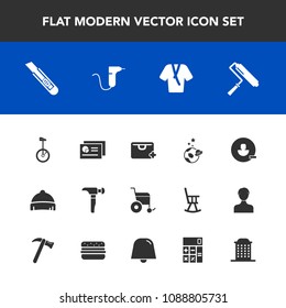 Modern, simple vector icon set with exploration, clinic, style, construction, house, remove, graph, document, dentist, avatar, tool, business, brush, clothing, bathrobe, hat, bike, handicap, add icons